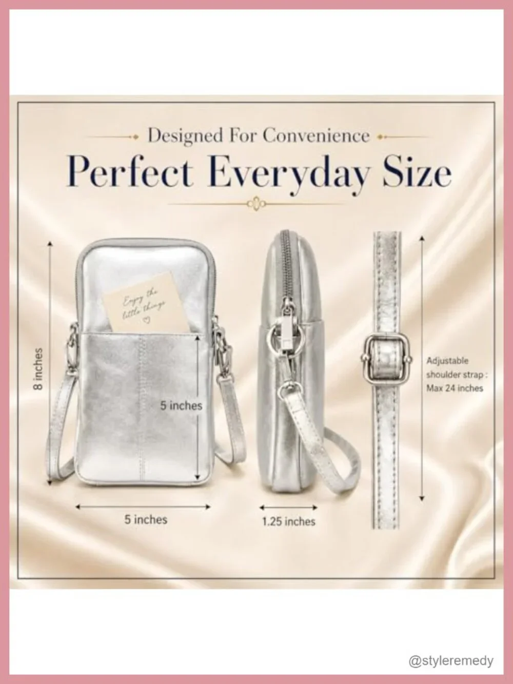 Genuine Leather Small Crossbody Bag RFID Blocking Adjustable Strap Cell Phone